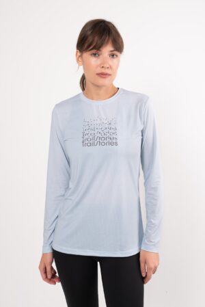 Лонгслив Logo серо-голубой женский